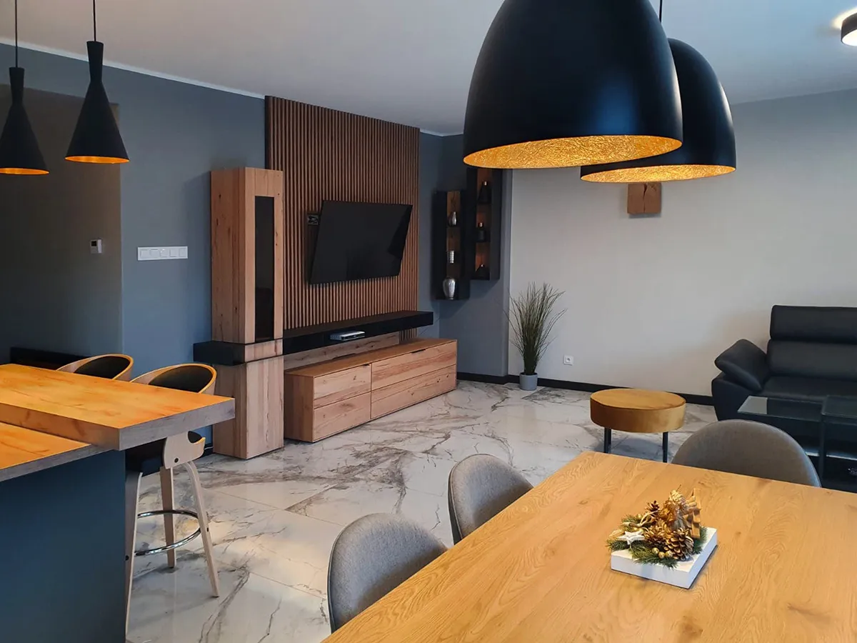 Salon w domu w Wodzisławiu Śląskim – realizacja wnętrza