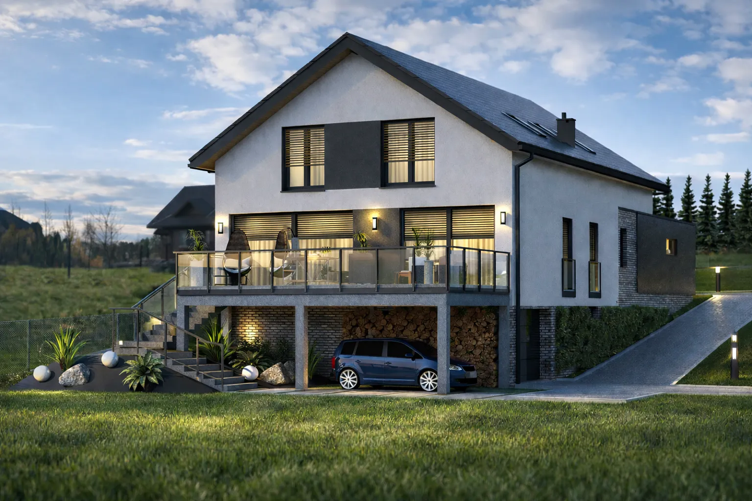 Dom jednorodzinny na zboczu — Cieszyn (2021) | portfolio BArchitekci