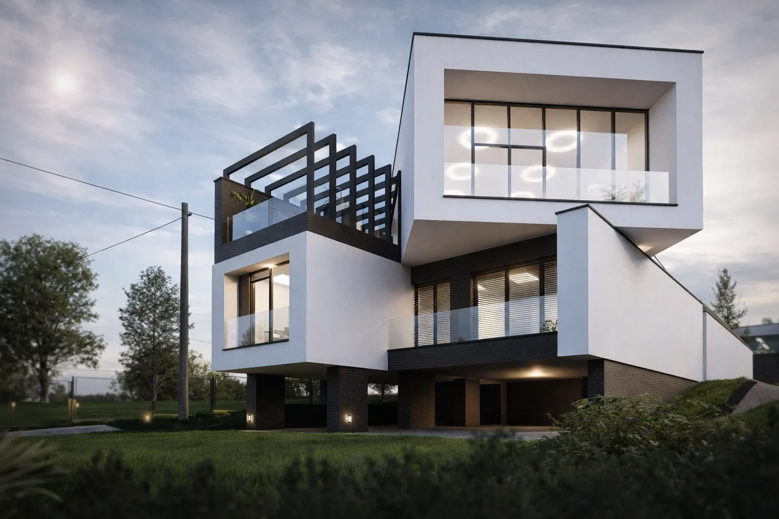 Dom jednorodzinny z wiatą garażową — Łazy (2023) | portfolio BArchitekci